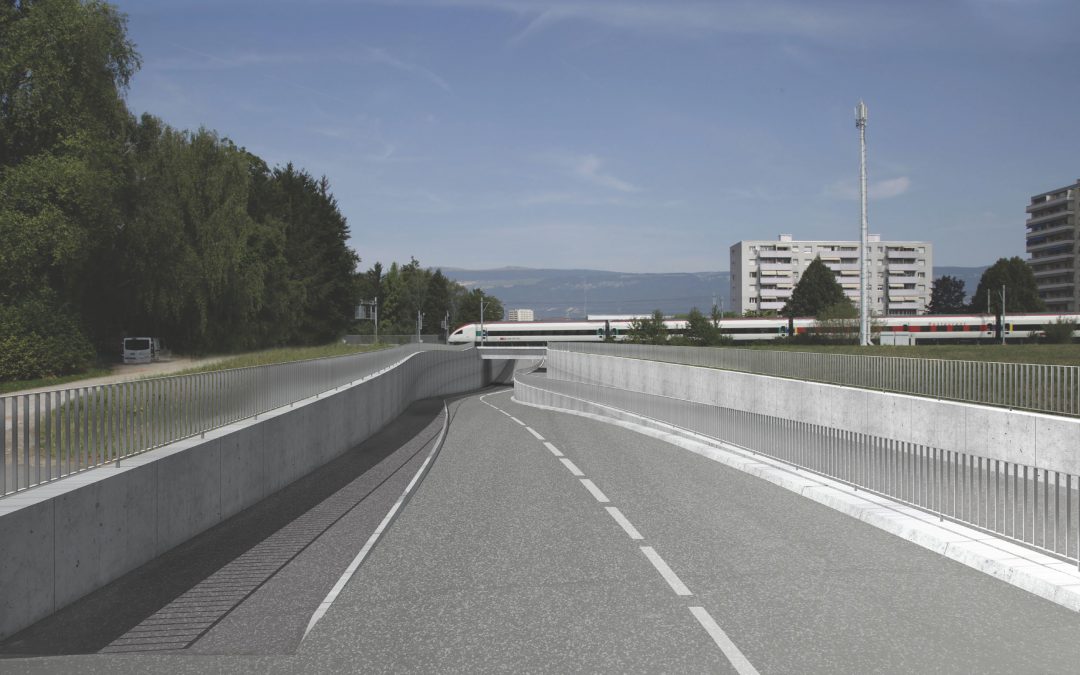 South sector town bypass route – Road underpass for railway crossing – Yverdon-Les-Bains – Switzerland