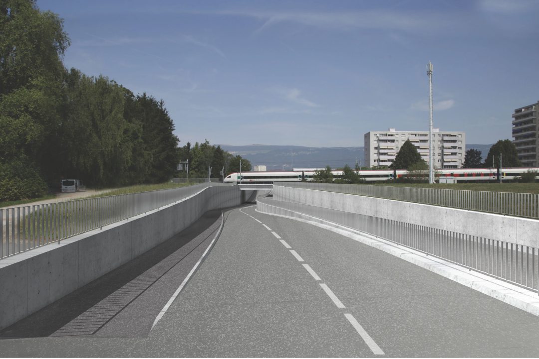 South sector town bypass route – Road underpass for railway crossing – Yverdon-Les-Bains – Switzerland